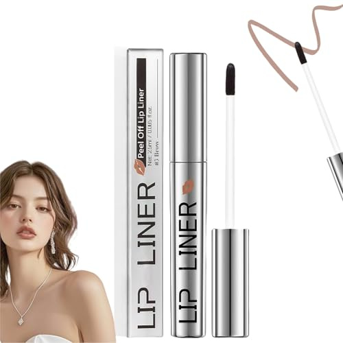 Peel Off Lip Liner Stain,Long-Lasting Lip Stain Peel Off,Peel Off Tat-too Lip Liner with Matte Finish,Matte Lip Gloss,Lipliner Pencil,Moisturising Lipstick,Highly Pigmented Tint,Multiple Use(#3 Brown)