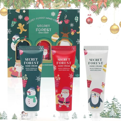 Horuili® Weihnachts-Handcreme-Set, Gemütliches Weihnachts-Handcreme-Trio, Luxuriöse Feuchtigkeitscreme für trockene Hände, Lang Anhaltende Feuchtigkeitsversorgung