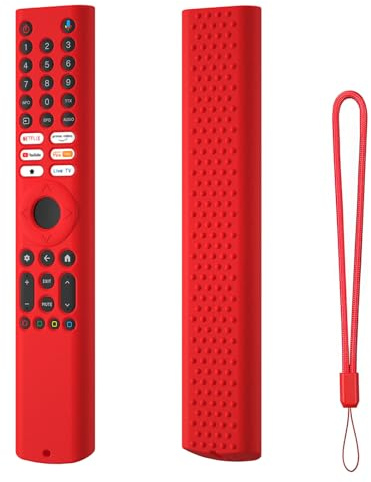 Hi Color Funda de silicona para mando a distancia para Xiaomi A Pro TV (2026), antideslizante, a prueba de golpes, con cordón, funda protectora (rojo)