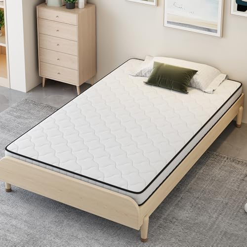 Aunvla Federkernmatratze, Maße: 90 × 200 cm, Dicke: 10 cm, Härtegrad: H3, mit ergonomischen Modulen und Entlastung der Lendenwirbelsäule; gerollte Matratze