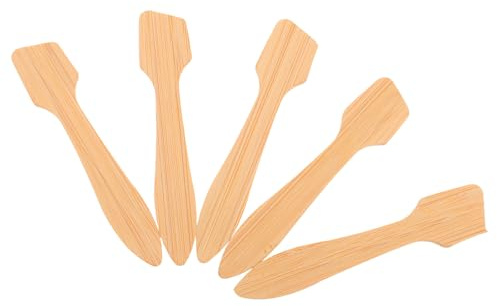 Beavorty Bamboo Facial Mask Spatulas 5Pcs Wooden Cosmetic Spoons Mini Size for Travel Skincare Application