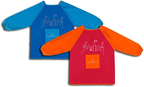 Faber-Castell Kinder-Malschürze , Blau + Rot / Orange, Doppelpack