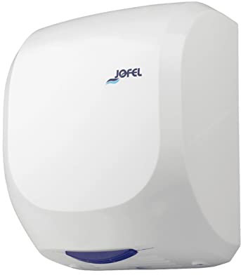 Jofel - Secamanos Óptico de Alto Rendimiento (400 Km/h) 1400W, Secado en 10 segundos, Secador de Manos Automático, Filtro Hepa, Antivandálico, Modelo AVE Carcasa ABS Resistente, AA19000 Blanco