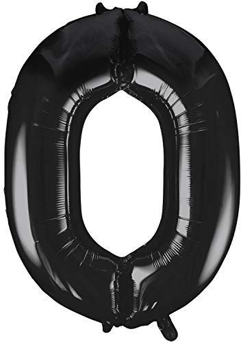 Unique Party 55860 - Palloncino Gigante - Numero 0 - 86cm - Nero