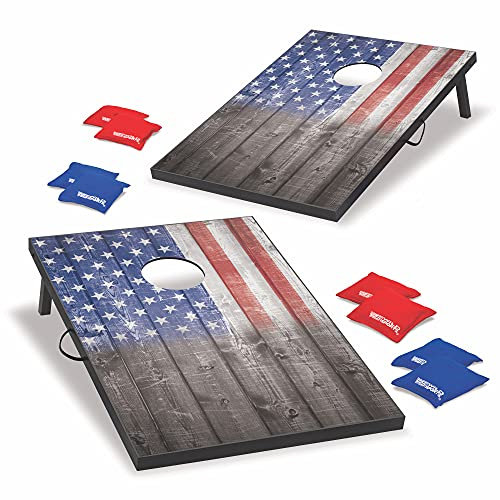 Wild Sports 2 'x3' Stars & Stripes Cornhole Set, Stars & Stripes Cornhole Bag Toss Game, rot/weiß/blau