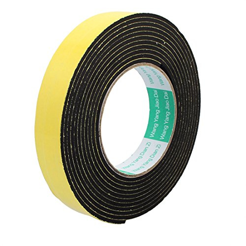 sourcingmap 4M 25mm x 3mm Single-Side Self Adhesive Shockproof Sponge Tape Yellow Black