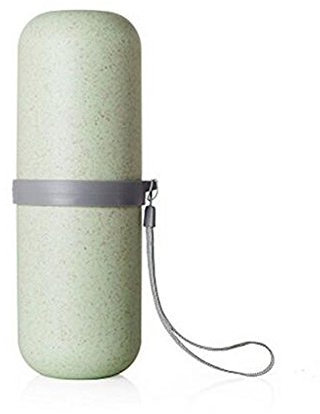 1Pcs Travel Toothbrush Cup Multifunction Wheat Stalk Wash Gargle Cup Portable Business Trips Handy Travel Toothpaste Case Holder Container Storage Box Organizer for Travel and Outdoors (Green)