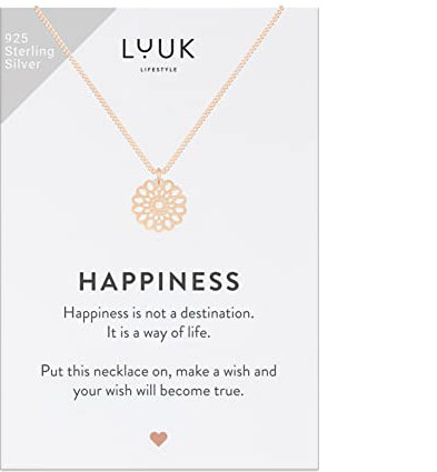 LUUK LIFESTYLE Halskette für Frauen und Teenager mit Mandala Muster, Zen Schmuck für Yoga, Entspannung, Freizeitmode, tägliches Tragen, verstellbare Kette, Rosé