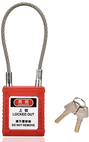 Lockout Tagout Locks - Non Conductive Safety Padlocks, Long Body Red