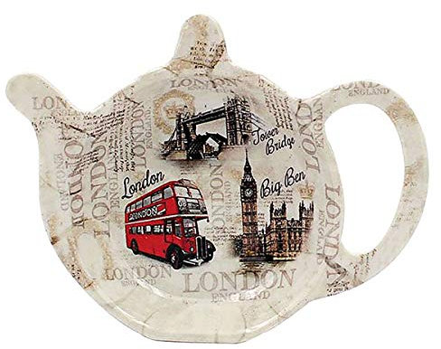 The Leonardo Collection Vintage London Tea Bag Tidy For Home & Kitchen | Ceramic Teabags Holder For Daily Use | Decorative Tea Bag Dish For Dining Table | Elegant Teabag Tidy Gift For Women & Men