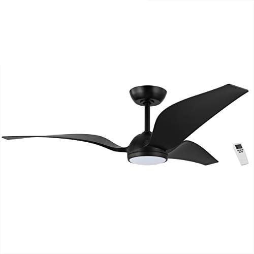 EGLO Deckenventilator Mosteiros, 3 Flügel Ventilator mit Fernbedienung und Beleuchtung, Sommer Winter Betrieb, Natural Breeze, hochwertiger ABS Kunststoff, Schwarz matt, DC Motor, leise, Ø 142cm
