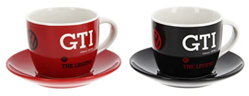 BRISA VW Collection - Volkswagen Keramik Espresso-Tassen-Kaffee-Tee-Cappuccino-Set im GTI Design (The Legend/2 Farben/2ER SET/100ml)
