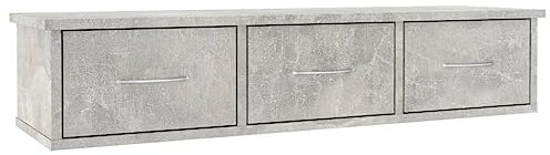 vidaXL Étagère Murale avec Tiroirs, Organisateur de Maison Suspendu, Meuble de Rangement Salon Salle de Séjour, Gris Béton Bois d’Ingénierie