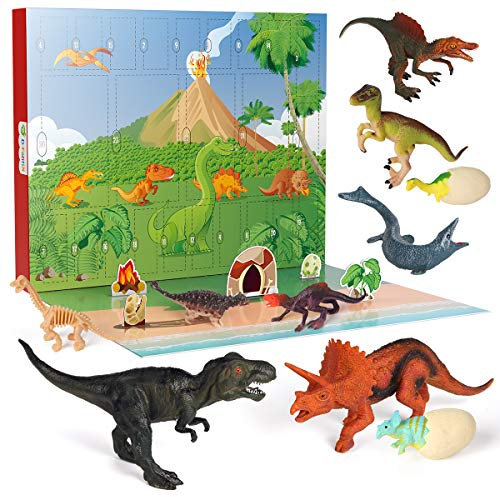 D-FantiX Dinosaurier Adventskalender für Kinder, 24 Tage Countdown bis Weihnachten Adventskalender Dino Spielzeug für Jungen Mädchen 2 3 4 5 6 Jahre alt