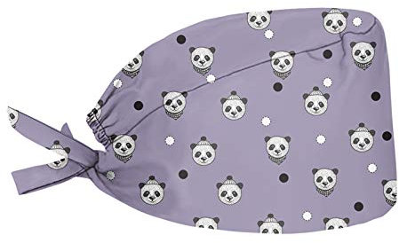 HUGS IDEA Damen und Herren Cap Arbeitsmütze mit Schweißband, Panda Lavendel süße Bandage Raffhalter Hüte für Männer Frauen Gefälligkeiten 1 Stück