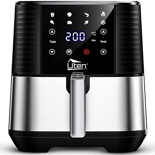 Uten Friggitrice ad Aria 5,5 Litri, 1700W Friggitrice Senza Olio, Aspetto Squisito, Touch Screen ad Alta Definizione, Air Fryer con 7 Programmi, Senza PFOA&BPA, Ricette PDF