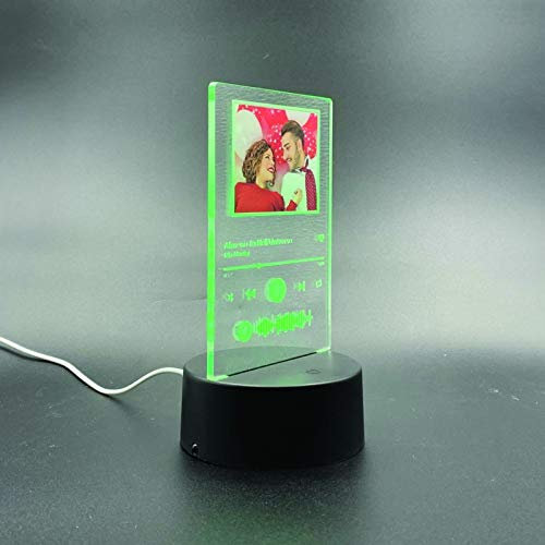 DPE Lampada Spotify personalizzata, Glass Art, luce notturna personalizzata con la tua foto/nome del cantante preferito, amore, eventi, dedica personalizzata