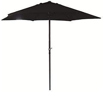 Marco Paul 2.7m Black Wind Up Garden Parasol Umbrella With Steel Shaft And Crank Handle, Sunshade Protective Garden Furniture Parasol Outdoor Garden Sun Protection