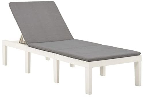 vidaXL Sonnenliege mit Auflage Gartenliege Liege Relaxliege Gartenmöbel Strandliege Freizeitliege Saunaliege Poolliege Kunststoff Weiß