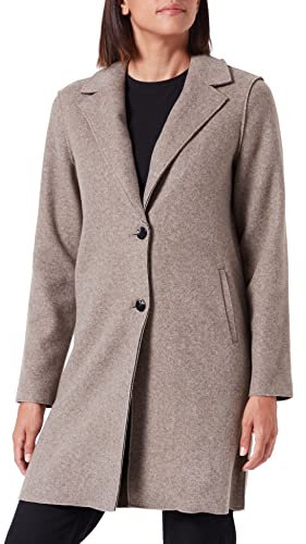 ONLY Damen Klassischer Mantel Elegant Coat Fleecejacke ONLCARRIE Bounded Cardigan mit Knopfleiste, Farben:Braun-2, Größe:XL