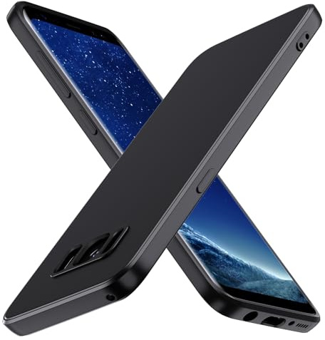 ivoler Silikon Hülle für Samsung Galaxy S8 mit Kameraschutz, Ultra Dünne Weiche Stoßfest Schutzhülle Flexible TPU Matte Schwarz Handyhülle Kratzfest Case Cover