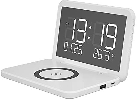 RSGK Elektronischer Ewiger Tischkalender, 6,7-Zoll-Großbildschirm, Qi Smart Wireless Charging, Zehn Schutzfunktionen, 12/24-Stunden-Anzeige, Geeignet Für Zuhause, Schlafzimmer, Büro