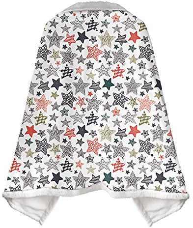 Kuscheldecke Flauschig Flanell Decke, Treer 3D Karodruck Weich Warm Flanell Umhänge Multifunktionsdecke mit Knopffixierter, Fleecedecke Sofadecke Couchdecke TV-Decke (Graue Sterne,150x120cm)