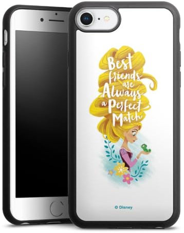 Gallery Case kompatibel mit Apple iPhone 7 Handyhülle 9H Gehärtetes Glas Rückseite Hülle Disney Princess BFF Rapunzel