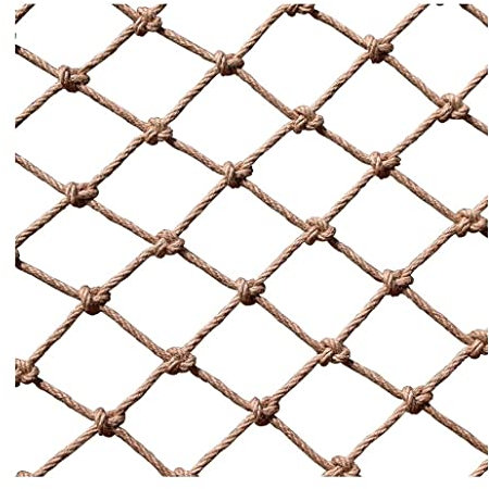 Hanfseil Netz Balkon Geländer Schutz Zaun Netz Kinderschutz Sicherheitsnetz Baumhaus Kletternetz Kindersicherheitsnetz Gartenpflanze Twisted Manila Naturbaumwolle Jute Uniform Mesh 4mm(Größe:1x1m/3.28