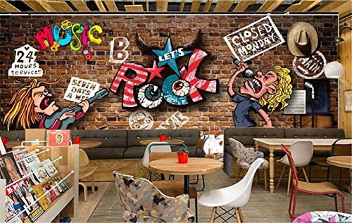 Retro Nostalgic Rock Mural Wallpapers Industrial Decoration Guitar Ktv Bar Background Wall Paper Pap Decoration Mural Mural Custom 3D Wallpaper Paste Living Room The Wall for bedroom350cm×256cm