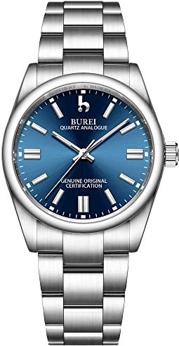 BUREI Frauen Mode Armbanduhr Analog Quarz Stahl Frauen Uhr Business Kleid Damen Armbanduhr 36mm Uhren für Damen