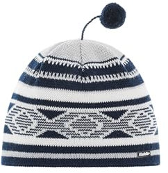 Eisbär Gitti Bommelmütze Strickmütze Wintermütze Skimütze Beanie Damen/Herren - Made in Austria mit Futter, Futter Winter Herbst-Winter - One Size blau-weiß