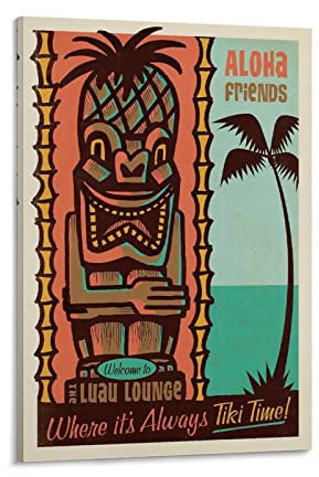 Vintage-Poster, Tiki-Zeit-Poster, dekoratives Gemälde, Leinwand, Wand- und Kunstbild, modernes Familien-Schlafzimmer, 50 x 75 cm