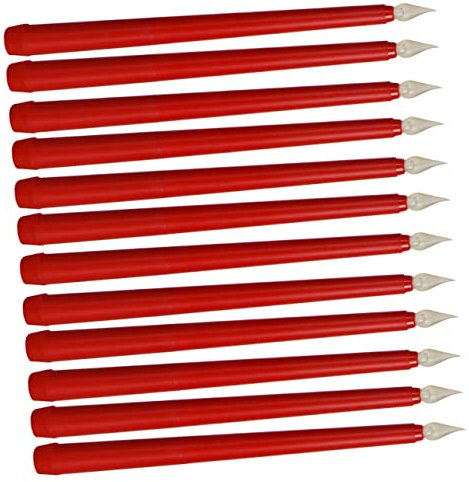 LABRIMP 12 Stück Betriebene Candlesicks Party Rote Weihnachtskerzen Die Für Die Mitte Schnippen Inklusive Batterie Dekor Valentinstag Kirche Elektrische Säule Led Kerzen Rot