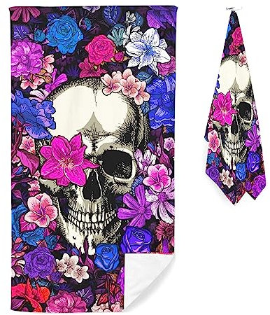 Doiicoon Skull Strandtücher- Totenkopf Strandtuch 90x180 cm Skull Badetuch Strandlaken Handtücher Gotisch Badetuch Groß 100x200cm Microfaser Handtücher Für Reisen Sport (40 x 80 cm,8)