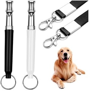 2 Pack Dog Whistle, Dog Whistles for Recall, Ultrasonic Stop Barking Silent, Adjustable Dog Training Whistle, with Lanyard