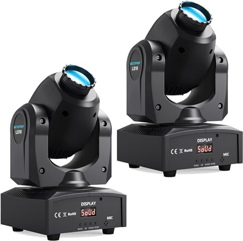 BETOPPER Moving Head Led Partylicht 35W Bühnenlicht mit 7 Gobos und 7 Farben Discolicht Beam DMX 9/11Ch für DJ Bar Club Bühne Halloween Weihnachten Party,2 Stück