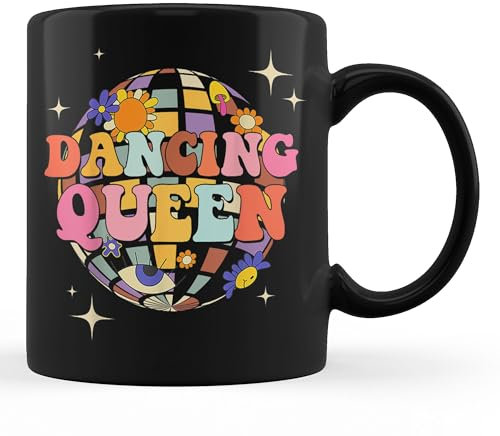 TUANDANG GOOD DEAL Dancing Queen Dance Mom Band Vintage Dancing 70s Disco Party Black Coffee Mug 11oz…