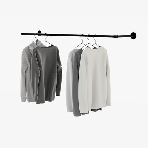 pamo Kleiderstange Industrial Loft Design - FINN - 172 cm Garderobenstange oder Kleiderständer mit Wand oder Deckenmontage aus stabilen Rohren in schwarz