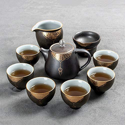Juego de té de Mancha de Plata de óxido Antiguo, Juego de té de Parche de Esmalte de óxido de Horno, Juego de té de Tetera, Juego de té