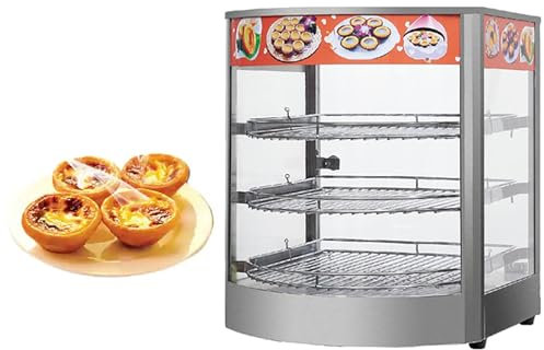 Food Warmer Display,3-Tier Pizza Warmer,Widened Arc-shaped Insulation Cabinet,Uniformly Heat Food,Perspective and Sturdy,for Buffet Restaurant,convenience Store