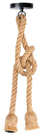 Lámpara colgante industrial,Retro para Bombilla E27,Cuerda Techo doble cabeza de cáñamo,Iluminación colgante para comedor,sala,restaurante,bar,cafetería (1 UNIDAD 1M=50CM+50CM)