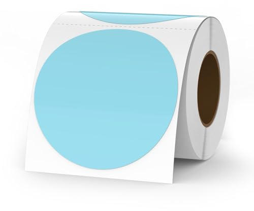 YIKIADA Blau Runde Thermoetiketten 76 mm Vinyl Aufkleber 500 Stück | Selbstklebend, Wasserfest, Kratzfest, Reißfest, Sauber Ablösbar, für Logos Inventar Verpackungen Warnhinweise und Lager