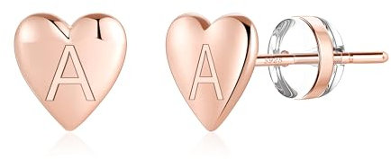 TINGN Ohrringe Silber 925 Damen, Herz Ohrstecker Gold Medizinische Ohrstecker Buchstaben A Damenohrringe Silber Ohrschmuck Mädchen Ohrringe Schmuck Kinder Geschenke für Frauen Mädchen
