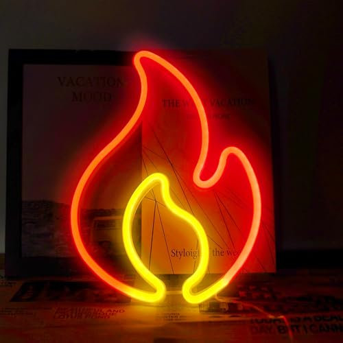 JIURUIFFC Flamme Neon Schild, Flamme LED Light Sign für Wanddekoration, USB oder batteriebetrieben, Neonschild für Zuhause, Schlafzimmer, Wanddekoration, Party, Bar, Geburtstag