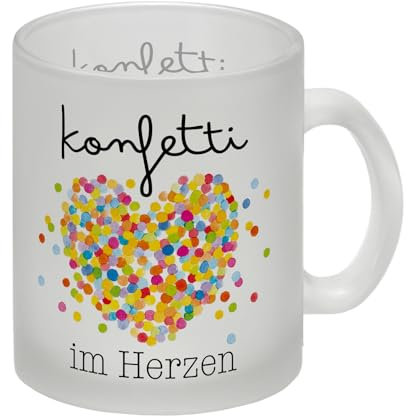 Konfetti im Herzen Karneval Geschenk Glas Tasse Faschingsfreude Herz Kostüm Bunter Weinkeller Tasse für Köln Fasnet Fasching