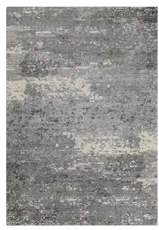 Wecon Home Esprit Vintage Kurzflorteppich aus Wolle & Viskose mit sanftem Glanz und einzigartiger Textur. Hand-Carving für Wohnzimmer, Schlafzimmer und Arbeitszimmer - Brookville (50 x 80 cm, grau)