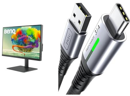 BenQ PD2705U 27” 4K Monitor for Mac, UHD, sRGB, Rec.709, HDR10, IPS, AQCOLOR Technology & INIU USB C Charger Cable 2m 3.1A Type C Cable Fast Charging
