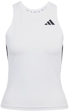 adidas Women's Train Essentials 3-Stripes Workout Tank, White/Black, M