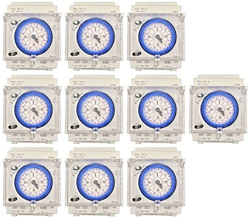 Hundnsney 10X Commutateur de Minuterie Mécanique Analogique 110V-220V 24 Heures Par Jour Programmable 15Min Temps de Prise Relais